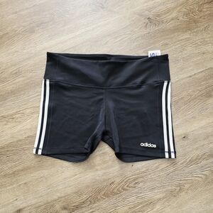 Adidas Women's Black Athletic Shorts with White Stripes